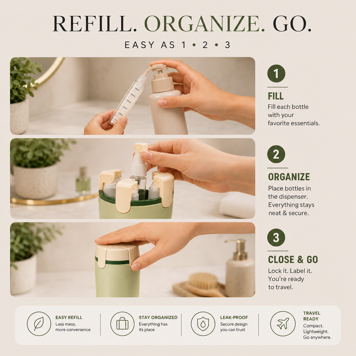ORVIA™ 4-in-1 Travel Dispenser