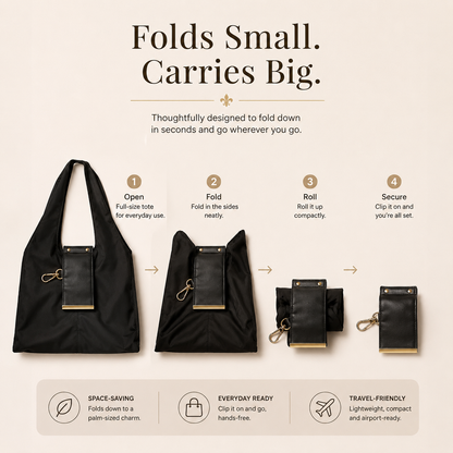 LÉORA™ Charm Tote | Luxury Foldable Everyday Bag