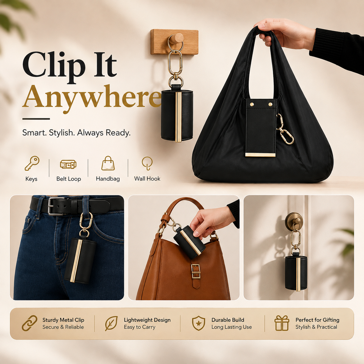 LÉORA™ Charm Tote | Luxury Foldable Everyday Bag